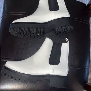 BP White and Black Lace Up Boots